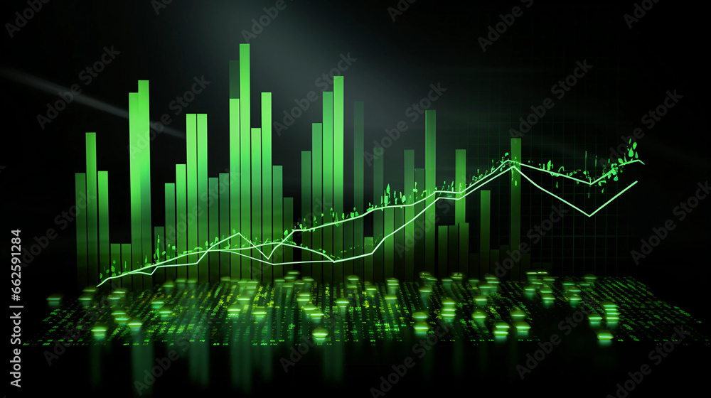 Investment stock market and business growth green palette
