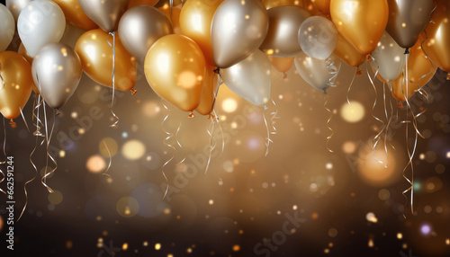 Beautiful Festive Background with Golden Balloons