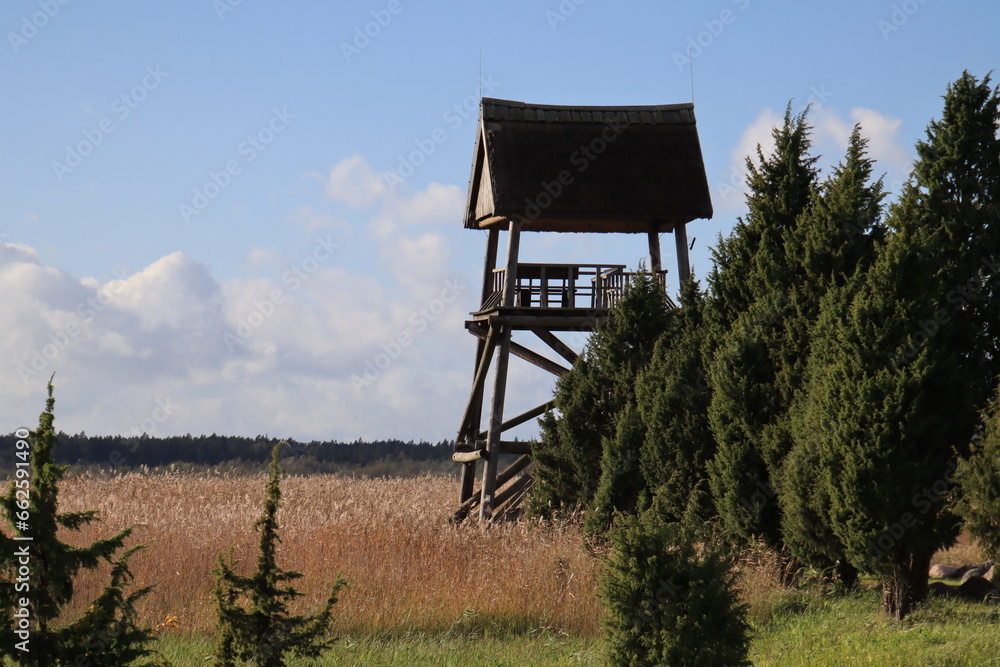 Kaneris lake nature trail and observation tower in latvia
