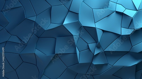 Abstract blue extruded voronoi blocks background. minimal light clean corporate wall. 3d geometric surface illustration. polygonal elements displacement photo