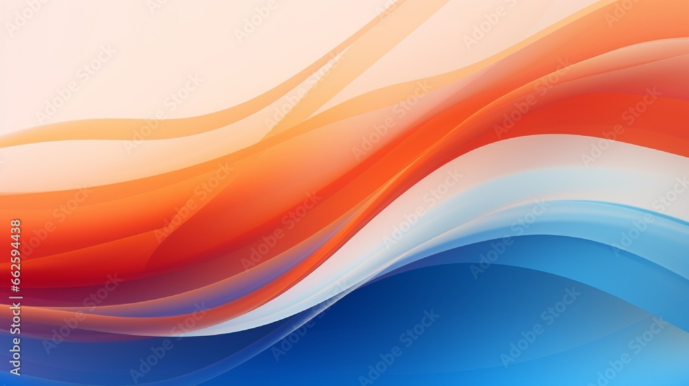 Abstract waves over an orange, white, and blue background. Generative AI Abstract waves over an orange, white, and blue background. Generative AI