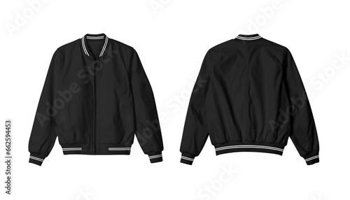 Print op canvas Black Isolated Bomber Jacket Mockup Front and Back View
