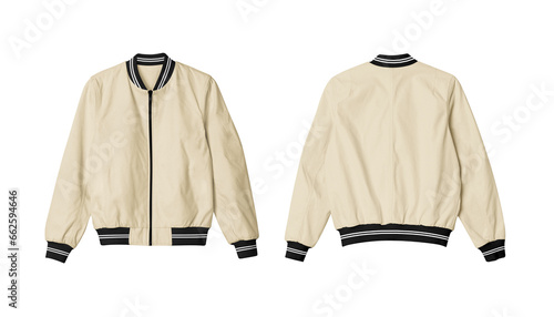 Natural Isolated Bomber Jacket Mockup Front and Back View