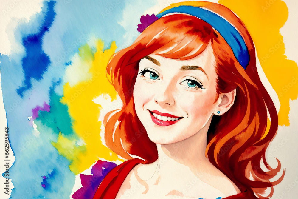 Obraz premium portrait of a beautiful girl posing on an abstract painted colored background