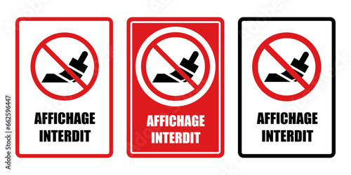 affichage interdit panneau interdiction fond rouge barré