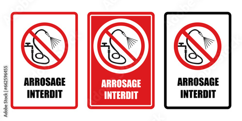 arrosage interdit panneau interdiction fond rouge barré