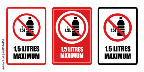 bouteill eau interdit panneau interdiction fond rouge barré