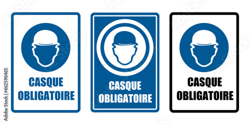 casque obligatoire equipement sécurité travail EPI icones rond bleu