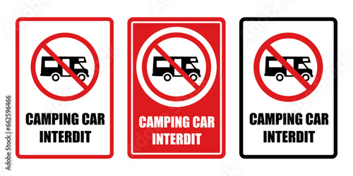 camping car interdit panneau interdiction fond rouge barré