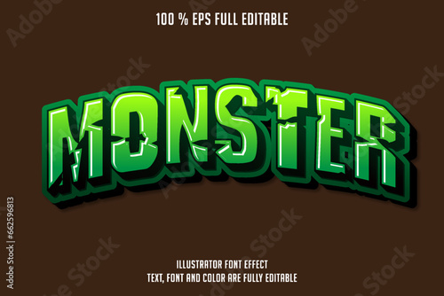 modern green monster editable font text effect, editable text graphic syle