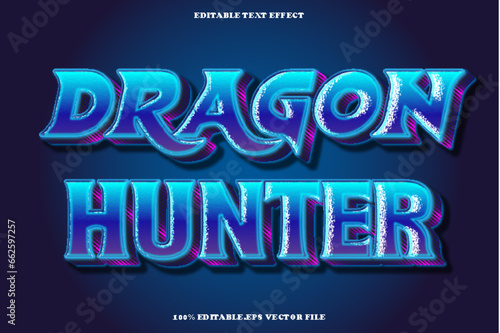 Dragon Hunter Editable Text Effect 3D Emboss Gradient Style