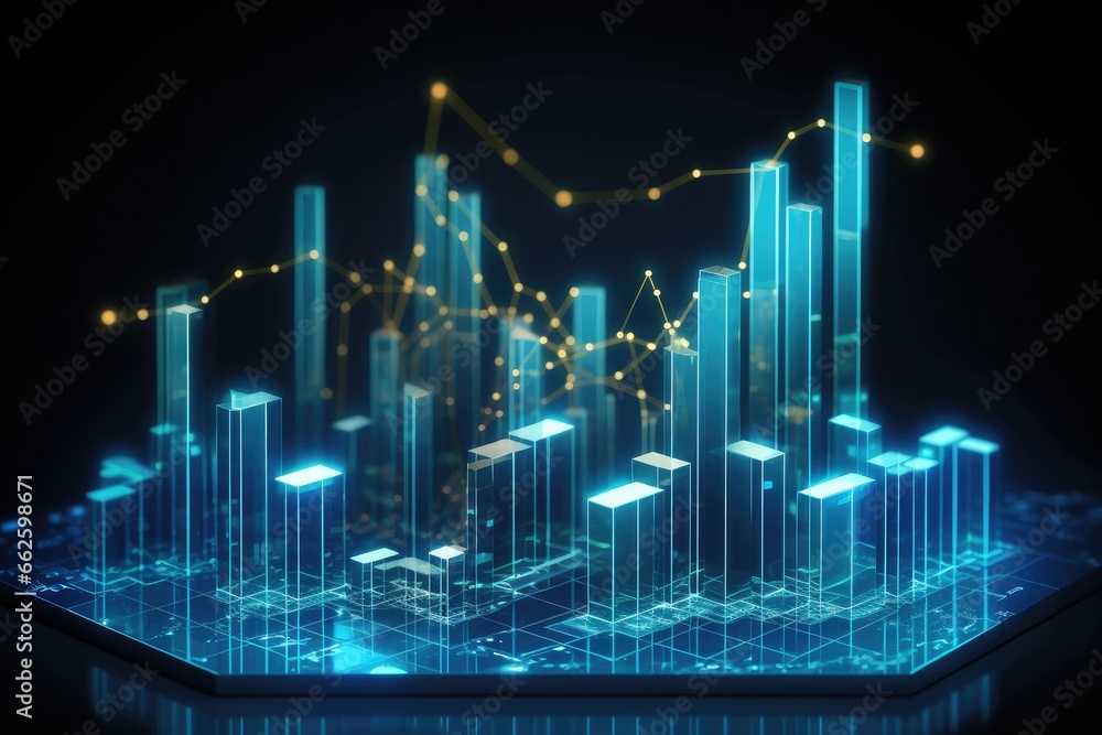 financial stock market graph on futuristic technology abstract background. Generative AI