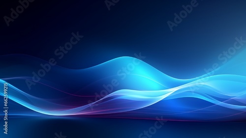 Web page with an abstract graphic in blue rhythm and wavy lines using digital technology generated background for PPT