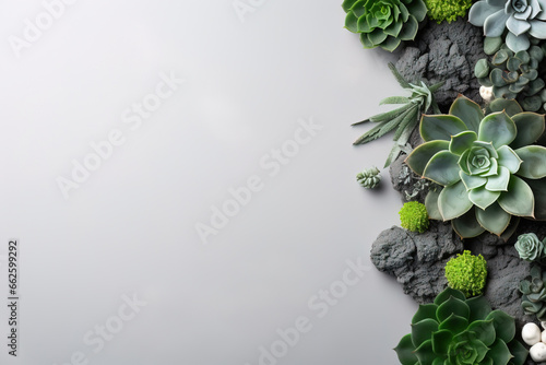 Wallpaper Mural minimalistic background with succulents, with empty copy space Torontodigital.ca