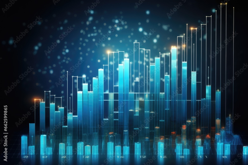 financial stock market graph on futuristic technology abstract background. Generative AI