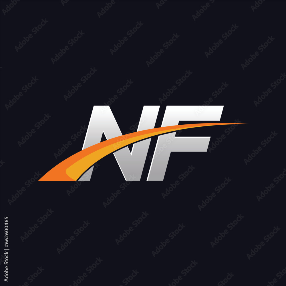 Initial letters NF vector illustrations designs overlapping with orange ...