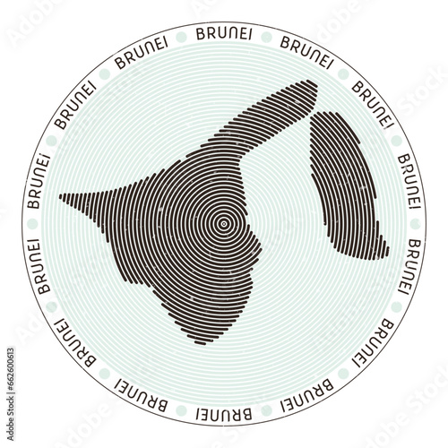 Brunei shape radial arcs. Country round icon. Brunei logo design poster. Neat vector illustration.
