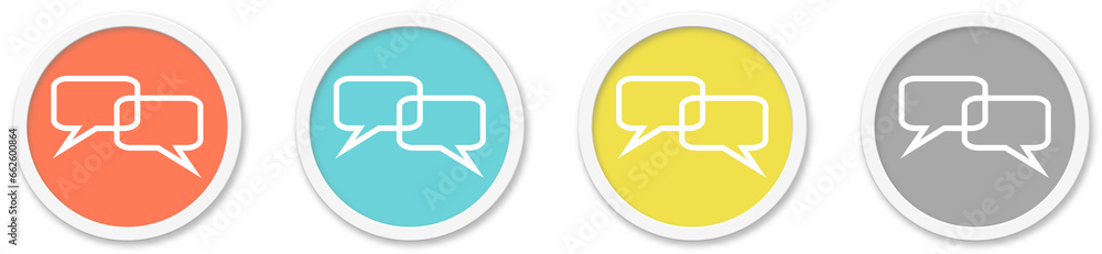 Sprechblasen Icons - Symbol auf 4 runden Buttons Sprechblasen Icons - Symbol auf 4 runden Buttons