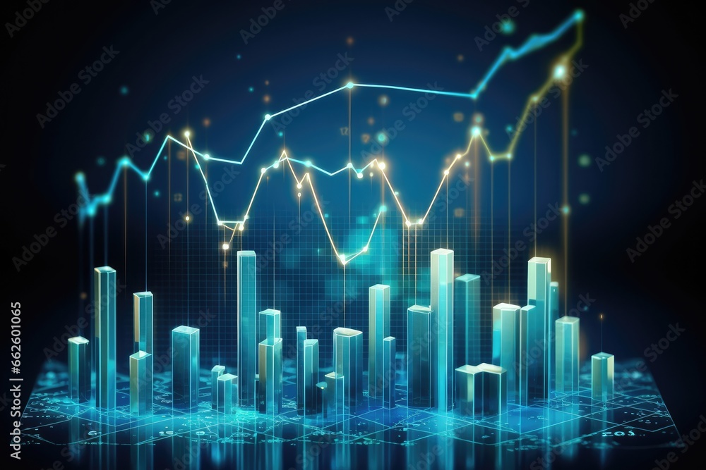 financial stock market graph on futuristic technology abstract background. Generative AI financial stock market graph on futuristic technology abstract background. Generative AI