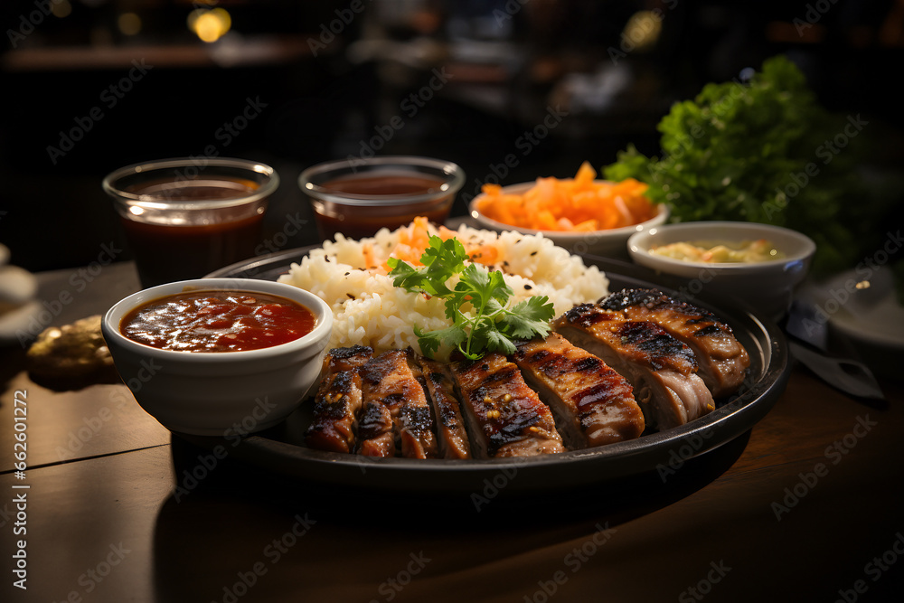 Grilled Pork with Sticky Rice and Dipping sauce