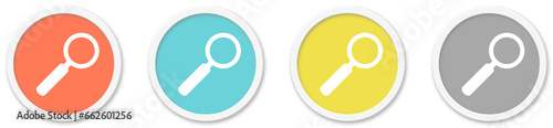 Lupe Icon - Symbol auf 4 runden Buttons