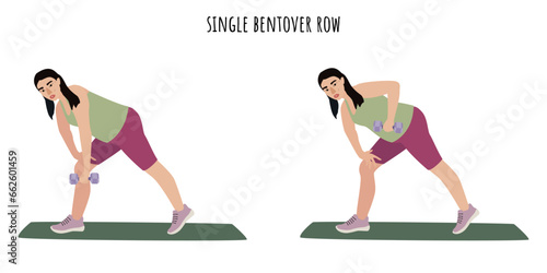 Asian pregnant woman doing single bentover row