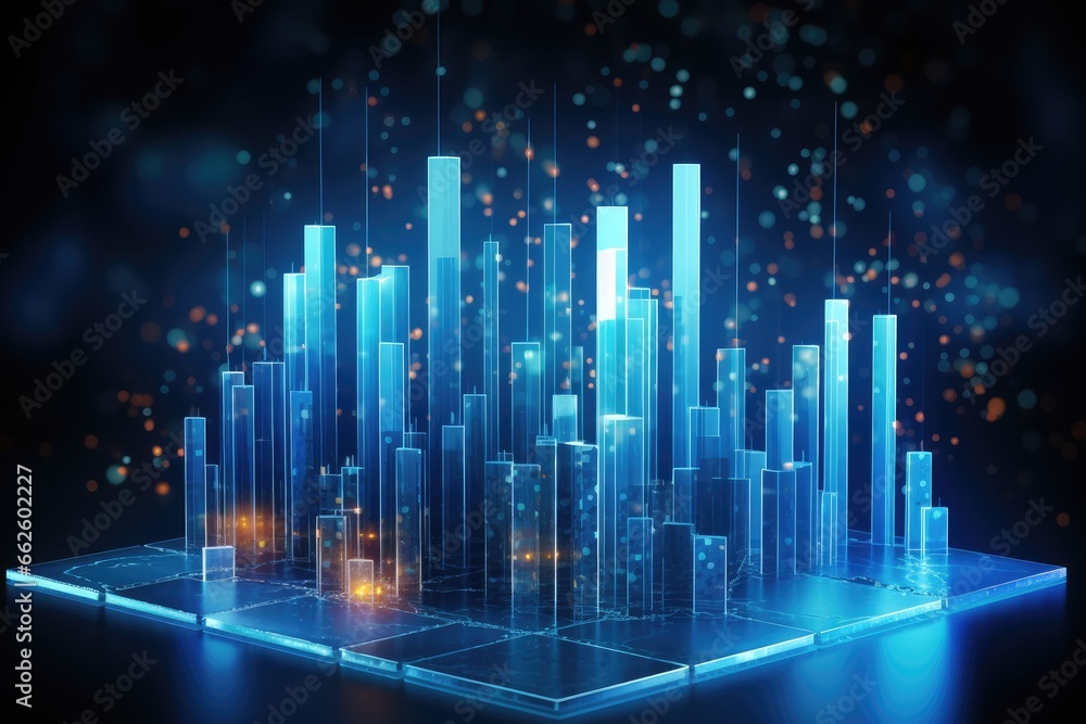financial stock market graph on futuristic technology abstract background. Generative AI financial stock market graph on futuristic technology abstract background. Generative AI