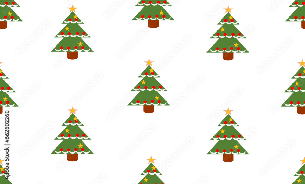 Green Christmas tree background, repeat pattern design for fabric printing or wallpaper or x'mas paper wrap pattern
