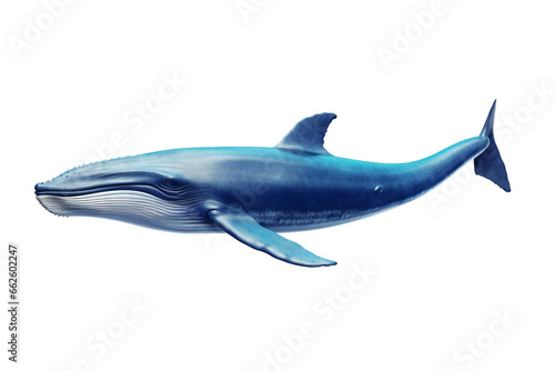 Graceful Blue Whale Swimming in the Ocean Isolated on Transparent Background