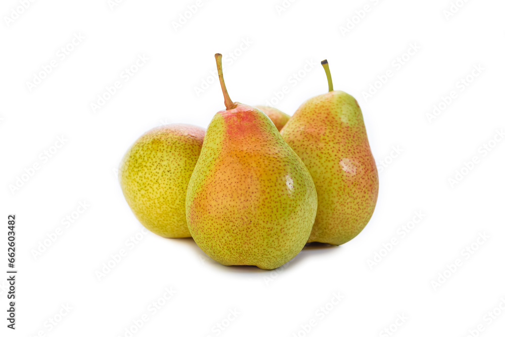 Food Concepts. Three Fresh Yellow Pears without Leaves Placed Together Isolated Over Pure White Food Concepts. Three Fresh Yellow Pears without Leaves Placed Together Isolated Over Pure White