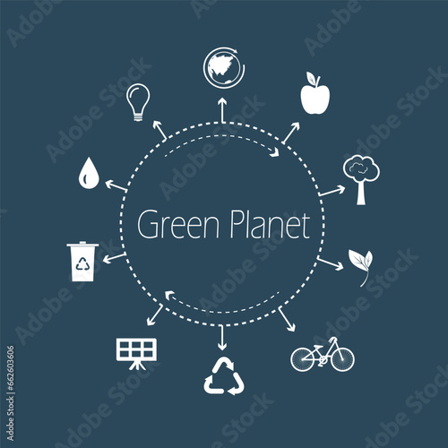 Abstract background concept protection planet ecology earth flat style.