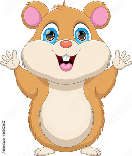 cute hamster waving cartoon