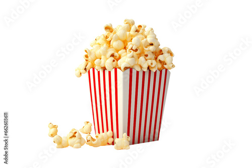 Freshly Popped Corn in Paper Pack Isolated on Transparent Background