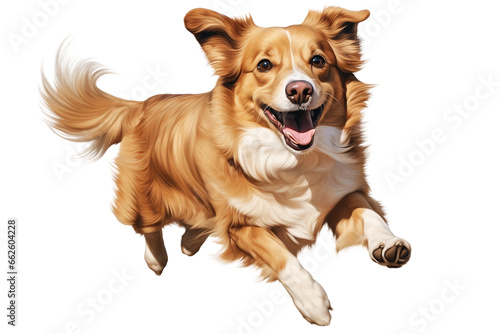 Joyful Dog Running in Happiness Isolated on Transparent Background