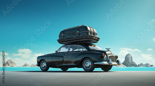 Black car roof luggage vacation