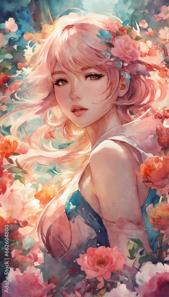 Magical Girl Surrounded by flowers Magical Girl Surrounded by flowers