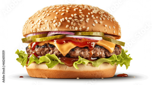 Isolated Hamburger on White Background