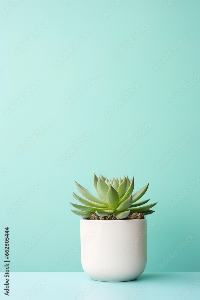 minimalistic green background with succulents, with empty copy space minimalistic green background with succulents, with empty copy space