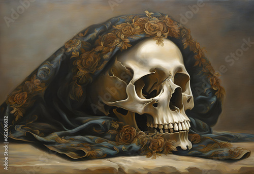 Skull pre raphaelite renaissance photo