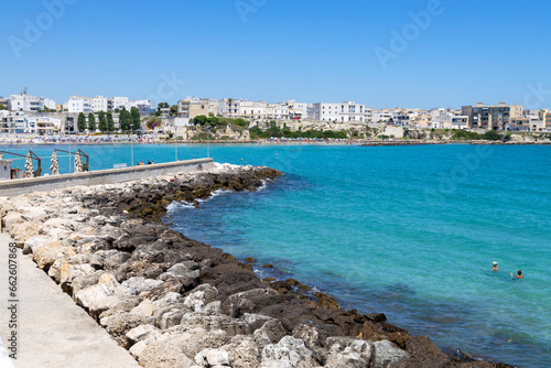 OTRANTO, ITALY, JULY 14, 2022 - View of the seaside town of Otranto, province of Lecce, Puglia, Italy