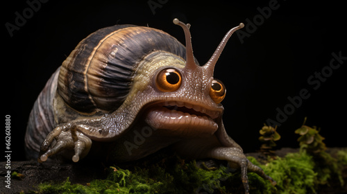 Realistic looking alien lifeform snail creature xenomorph with dramatic lighting 