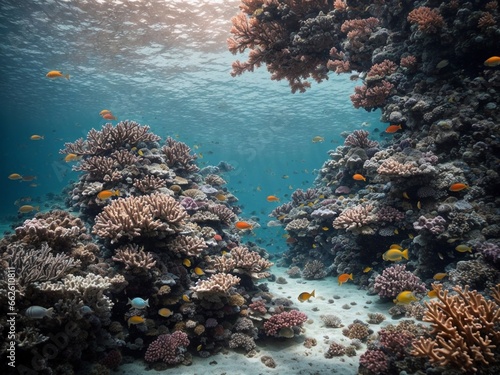 Underwater symphony of coral reefs and fishes