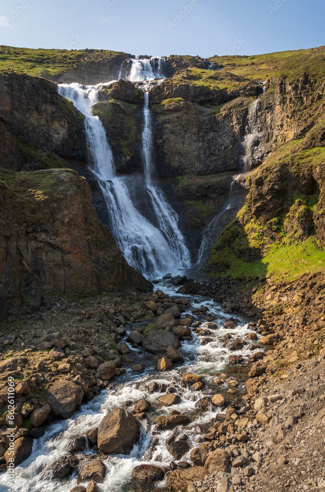 Rjúkandi Waterfall During Summer in Iceland Rjúkandi Waterfall During Summer in Iceland