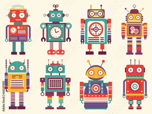 Retro Robots and Space Mechanical Toys Set