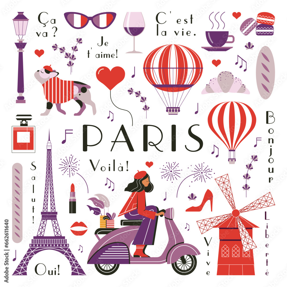 Paris Vintage Travel Poster with Eiffel Tower