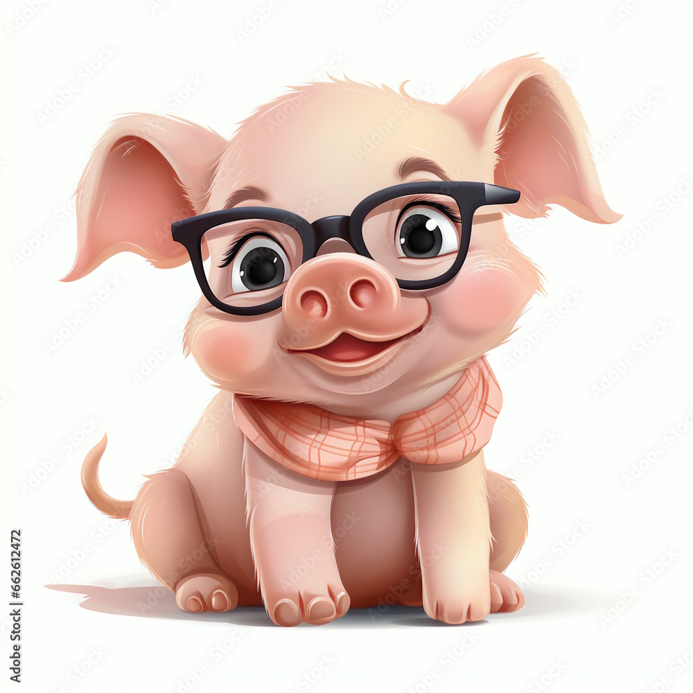 Charming Pig Cartoon Character Vector Illustration Charming Pig Cartoon Character Vector Illustration