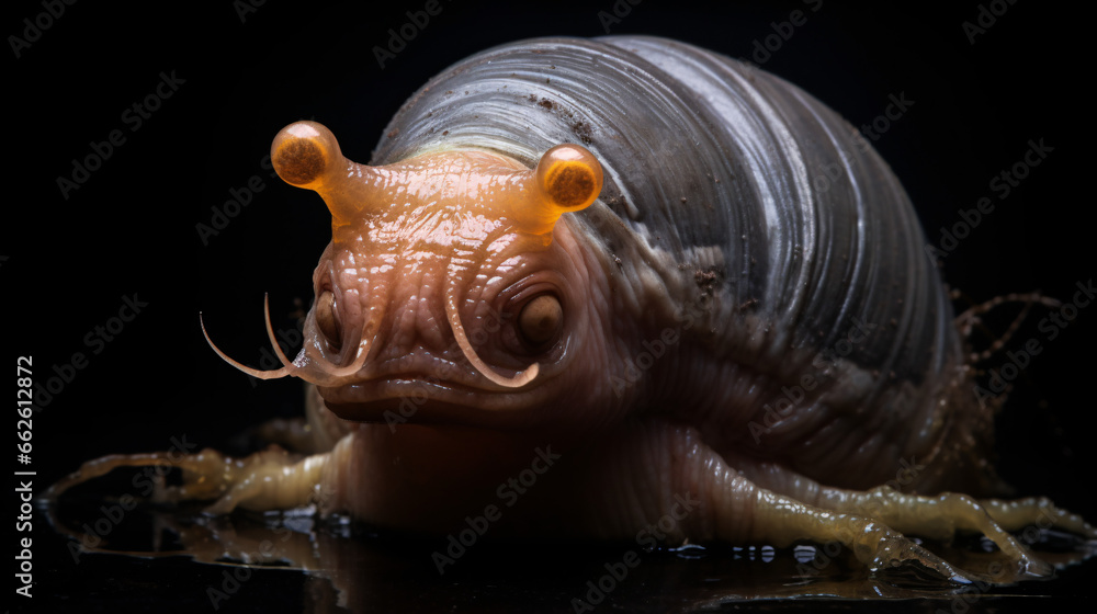 Fototapeta premium Realistic looking alien lifeform snail creature xenomorph with dramatic lighting 