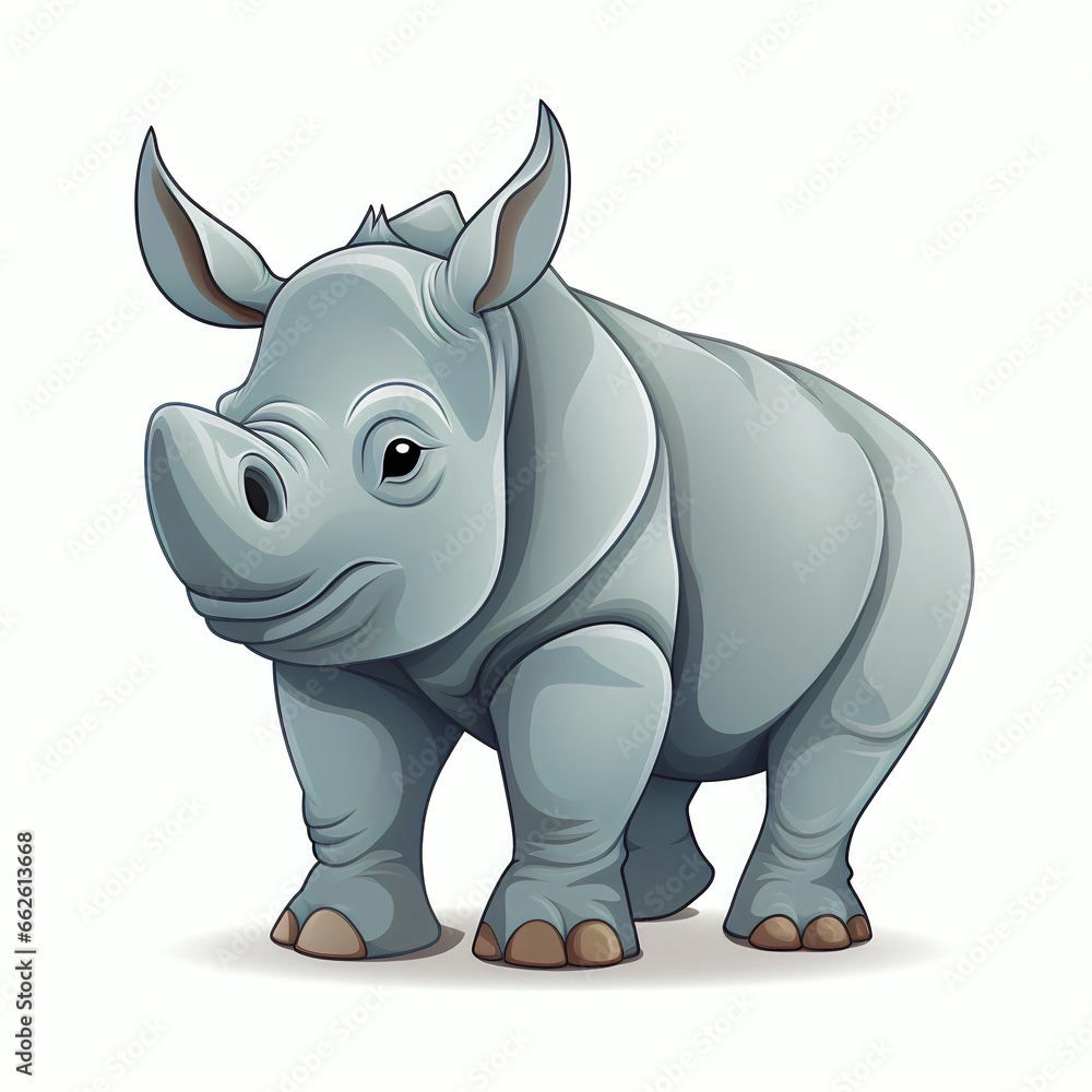 Fototapeta premium Rhino Cartoon Character Vector Illustration