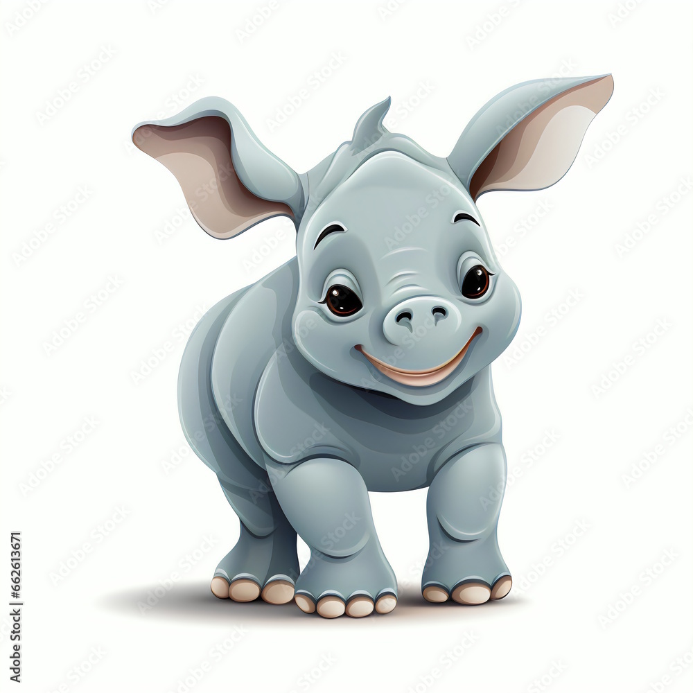 Rhino Cartoon Character Vector Illustration Rhino Cartoon Character Vector Illustration