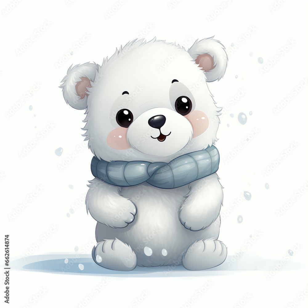 Fluffy Snow Bear Cartoon Vector Illustration Fluffy Snow Bear Cartoon Vector Illustration